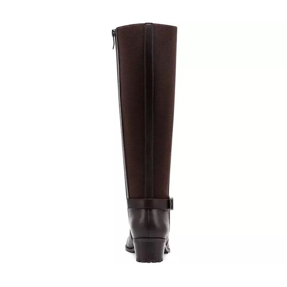 Dark Brown Leather Knee High Riding Boots Easy Spirit Chaza Size 9 Wide - Picture 6 of 10